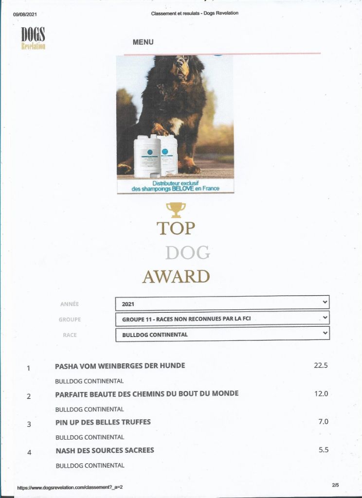 Du parc des vaux - INFORMATION TOP DOGS AWARDS DOGS REVELATION